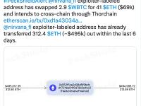 Nirvana攻击者将2.9枚WBTC兑换成41枚ETH