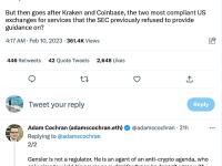 Adam Cochran：美国SEC主席Gary Gensler不是一个监管者