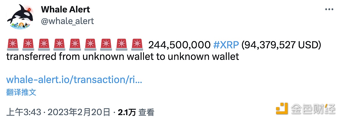 图片[1] - 244,500,000 XRP从未知钱包转移到另一未知钱包