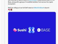 SushiSwap宣布在Coinbase L2网络Base启动