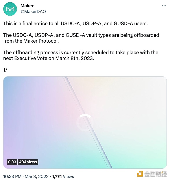 图片[1] - MakerDAO社区将于3月8日发起下线USDC-A、USDP-A与GUSD-A执行投票