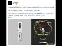 Ledger：Cool Pets和Fractures持有者将能参与Ledger x Cool Cats Quest