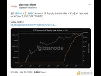 BTC最后活跃10年以上的供应量到历史新高