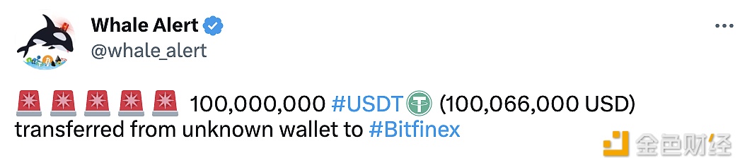 图片[1] - 100,000,000 USDT从未知钱包转移到Bitfinex