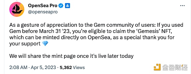 图片[1] - OpenSea Pro向Gem用户空投Gemesis NFT