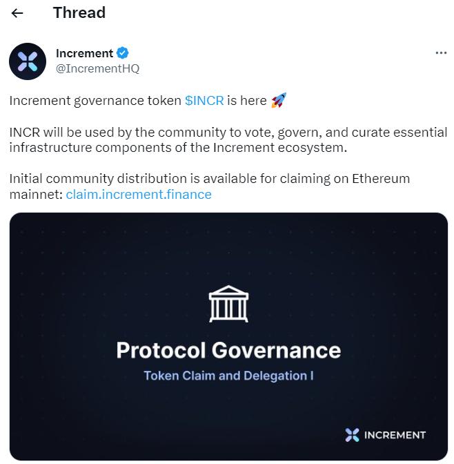图片[1] - 去中心化合约平台 Increment 宣布推出治理代币 INCR