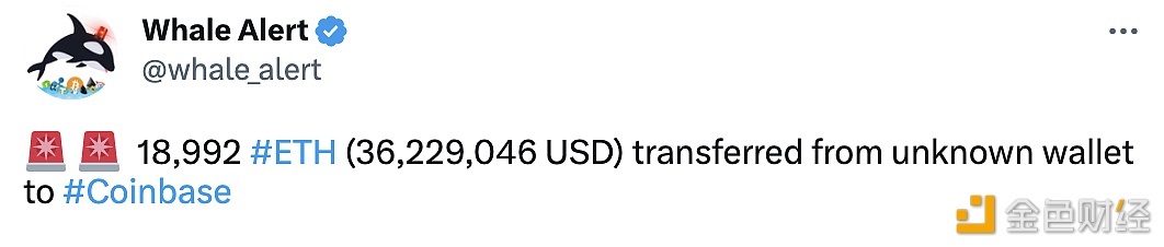 图片[1] - 18,992 ETH从未知钱包转移到Coinbase