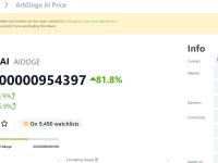 AIDOGE 24小时涨超81%，现报价0.000000000925894美元