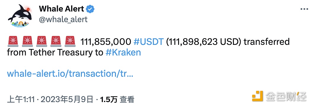 图片[1] - 111,855,000 USDT从Tether Treasury转移到Kraken