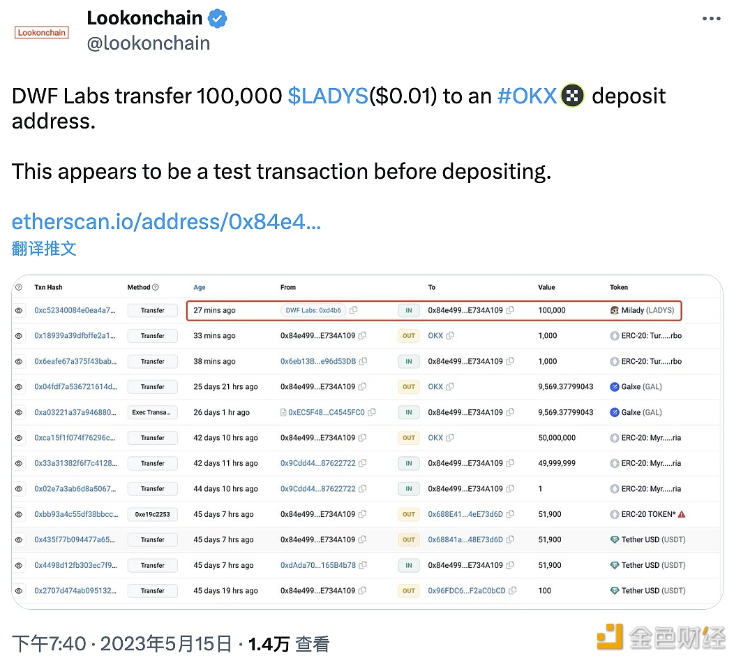 图片[1] - DWF Labs向OKX转入10万枚LADYS疑似为进行测试