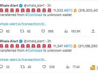 22880枚BTC从Coinbase转入未知钱包