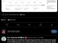 孙宇晨：波场TRON网络昨日交易笔数创新高，目标是将交易数量翻倍