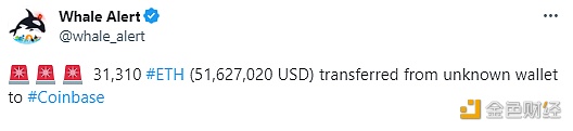 图片[1] - 31310ETH从未知钱包转移到Coinbase