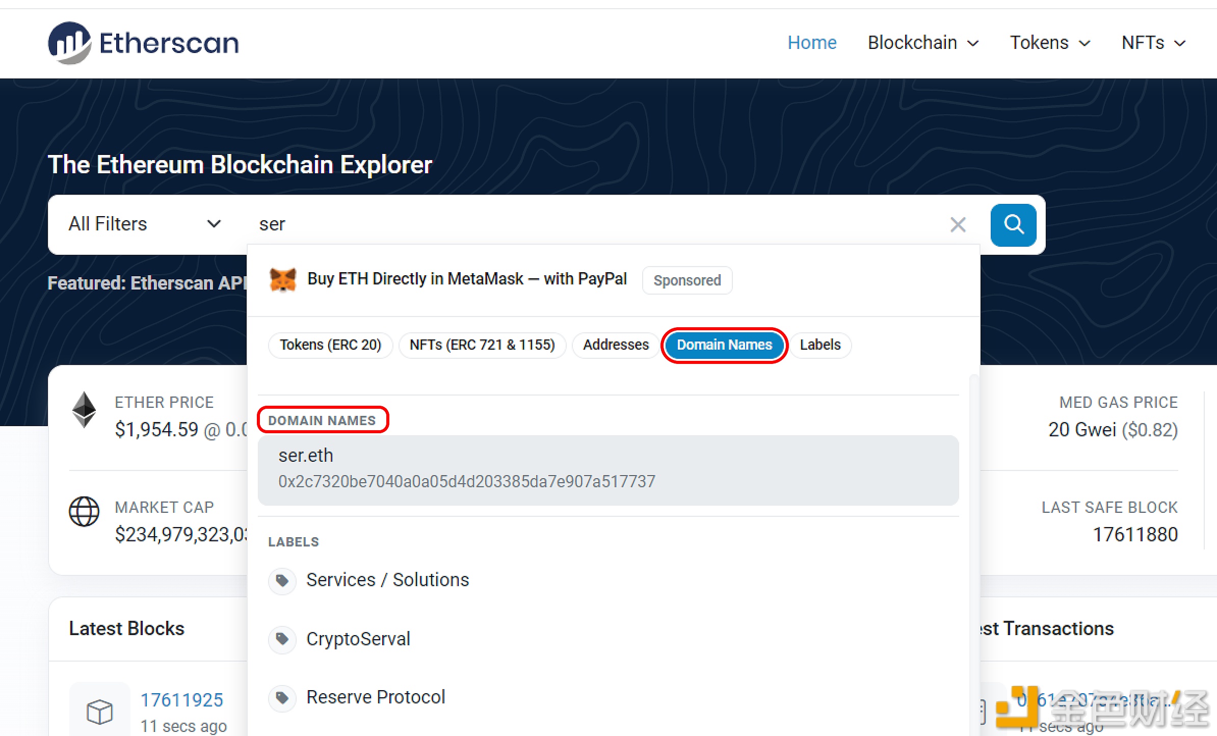 图片[1] - Etherscan新增域名查询功能