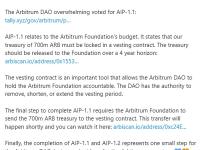 Arbitrum：AIP-1.1和AIP-1.2提案已获投票通过