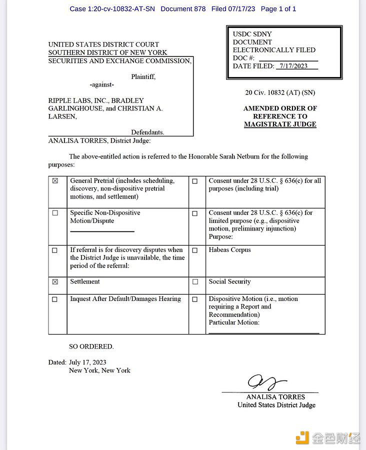 图片[1] - 美地方法官已将SEC诉Ripple案移交至治安法官办公室