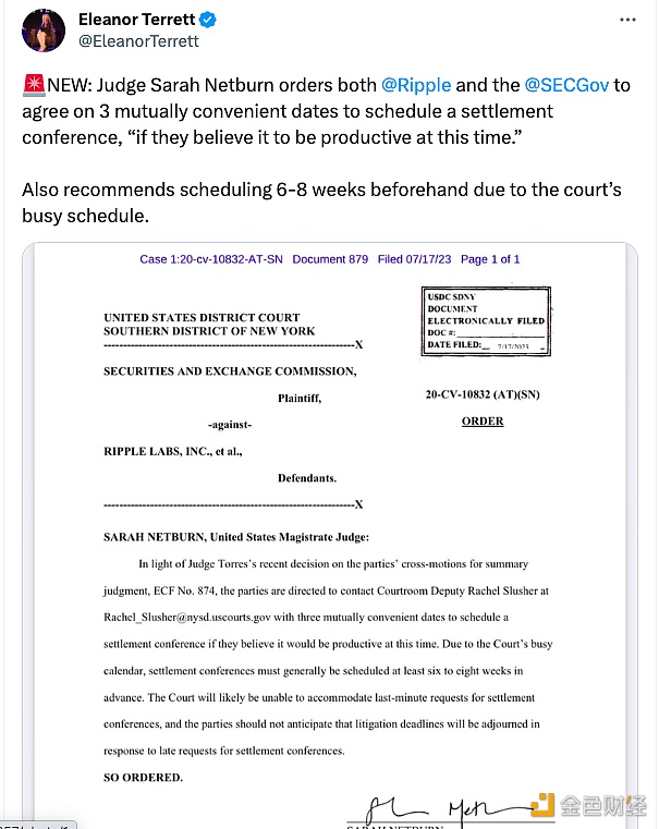 图片[1] - 福克斯记者：美国法官命令Ripple和美SEC在3个双方都方便的日期召开和解会议