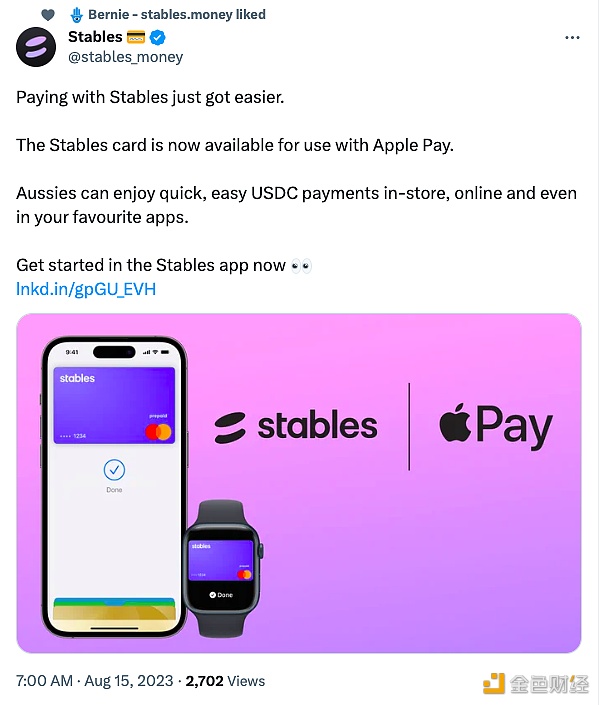 图片[1] - 数字钱包Stables宣布支持Apple Pay