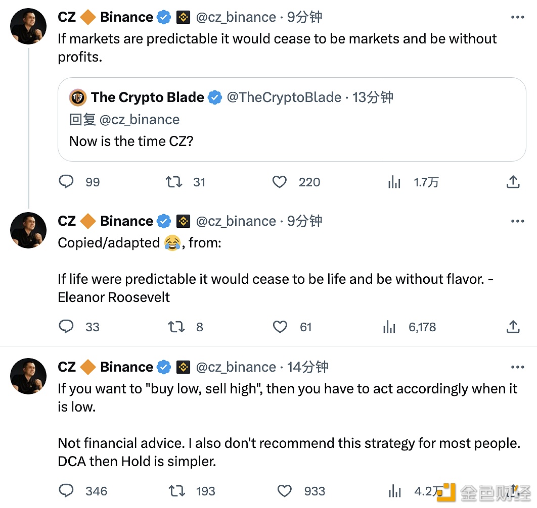 图片[1] - CZ：如果市场是可预测的，那么它就不再是市场，也不再有利润