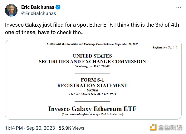 图片[1] - Invesco向美SEC提交以太坊现货ETF申请