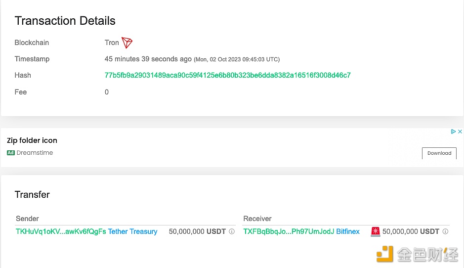 图片[1] - 5千万枚USDT从Tether Treasury转移到Bitfinex