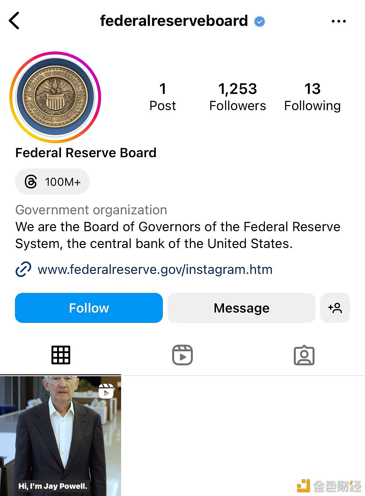 图片[1] - 美联储已开设官方Instagram账户