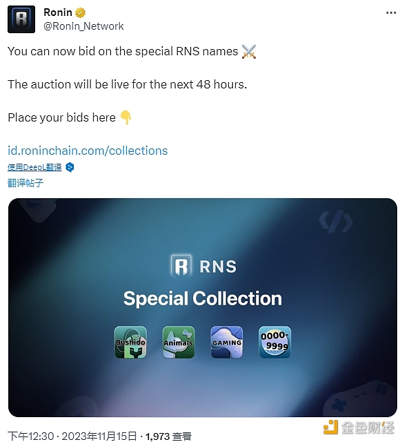 图片[1] - Ronin：Ronin域名服务（RNS）已开启公售