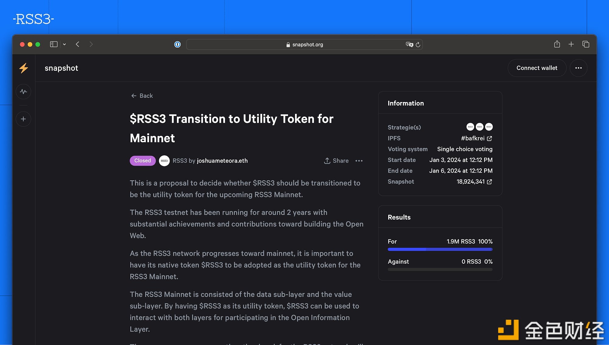 图片[1] - RSS3：用于主网的RSS3实用代币提案已获通过