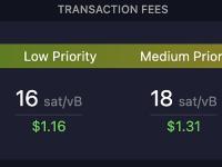 目前比特币网络交易费用高优先级为21 sat/vB