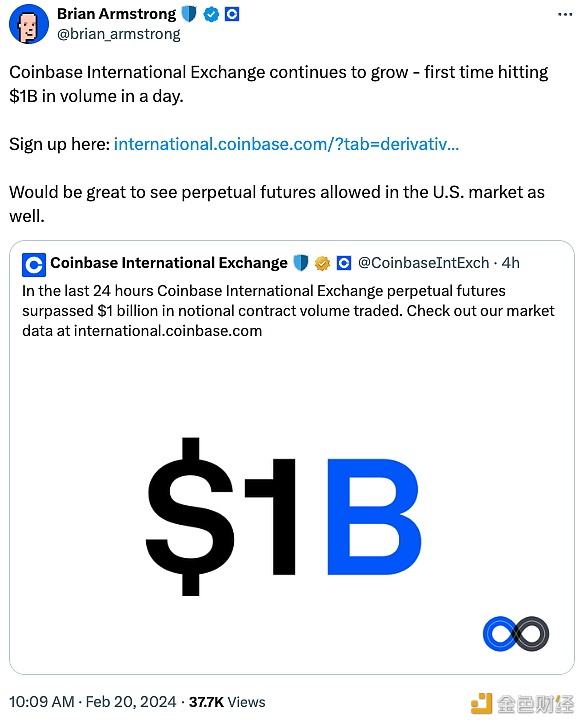 图片[1] - Coinbase国际单日交易量首次达到10亿美元
