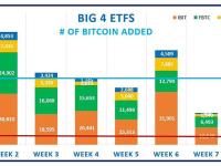 统计：前四大比特币现货ETF第8周共计增持超5.2万枚BTC