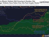 Santiment：比特币持续创新高时，持有超1000 BTC的钱包数量减少了105个