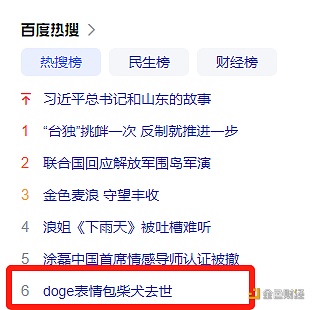 图片[1] - “doge表情包柴犬去世”登上百度热搜榜第六名