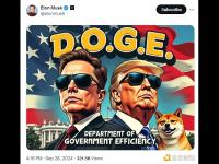 Elon Musk发布与特朗普的图片并再次带有DOGE字符