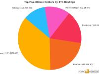 除中本聪之外，比特币前五大持仓实体现控制近10%的流通比特币供应量